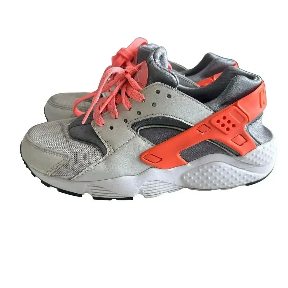 Nike Air Huarache Run Pure Platinum Lava GS Running Shoe 654280-010 Girls Sz 5.5